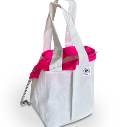 Sac de tri à bord - petit modèle - Blanc & rose