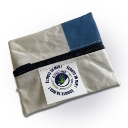 Porte-Monnaie Bicolore Blanc-Bleu Marine en Voile Recyclée