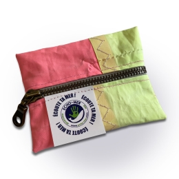 Porte-Monnaie Bicolore Rose-Jaune Fluo en Voile Recyclée