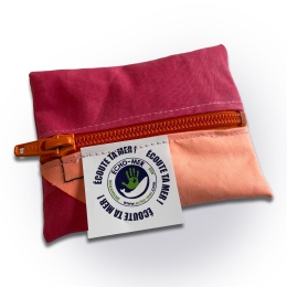 Porte-Monnaie Bicolore Rose-Orange en Voile Recyclée